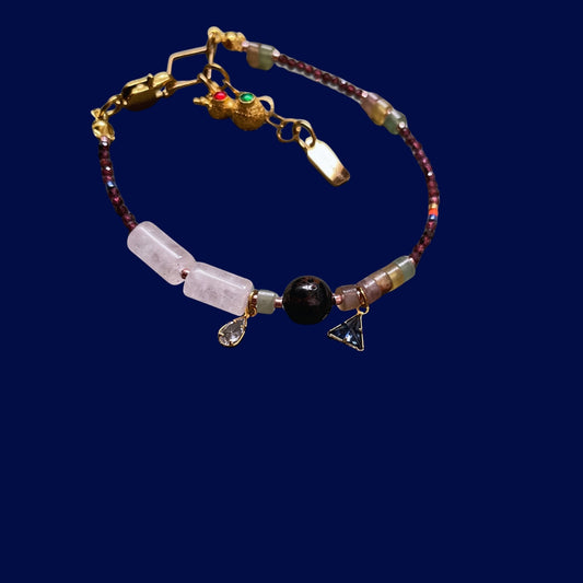 1001 Nights | Enchanting Garnet Gemstone Bracelet with Magic Lamp Charm