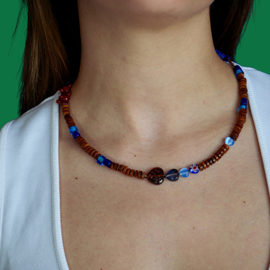 90s Kid | Nacre Necklace with Teddy Bear Figure