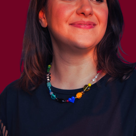 Blue Valentines | Colorful Glass and Gemstone Lover Fish Necklace