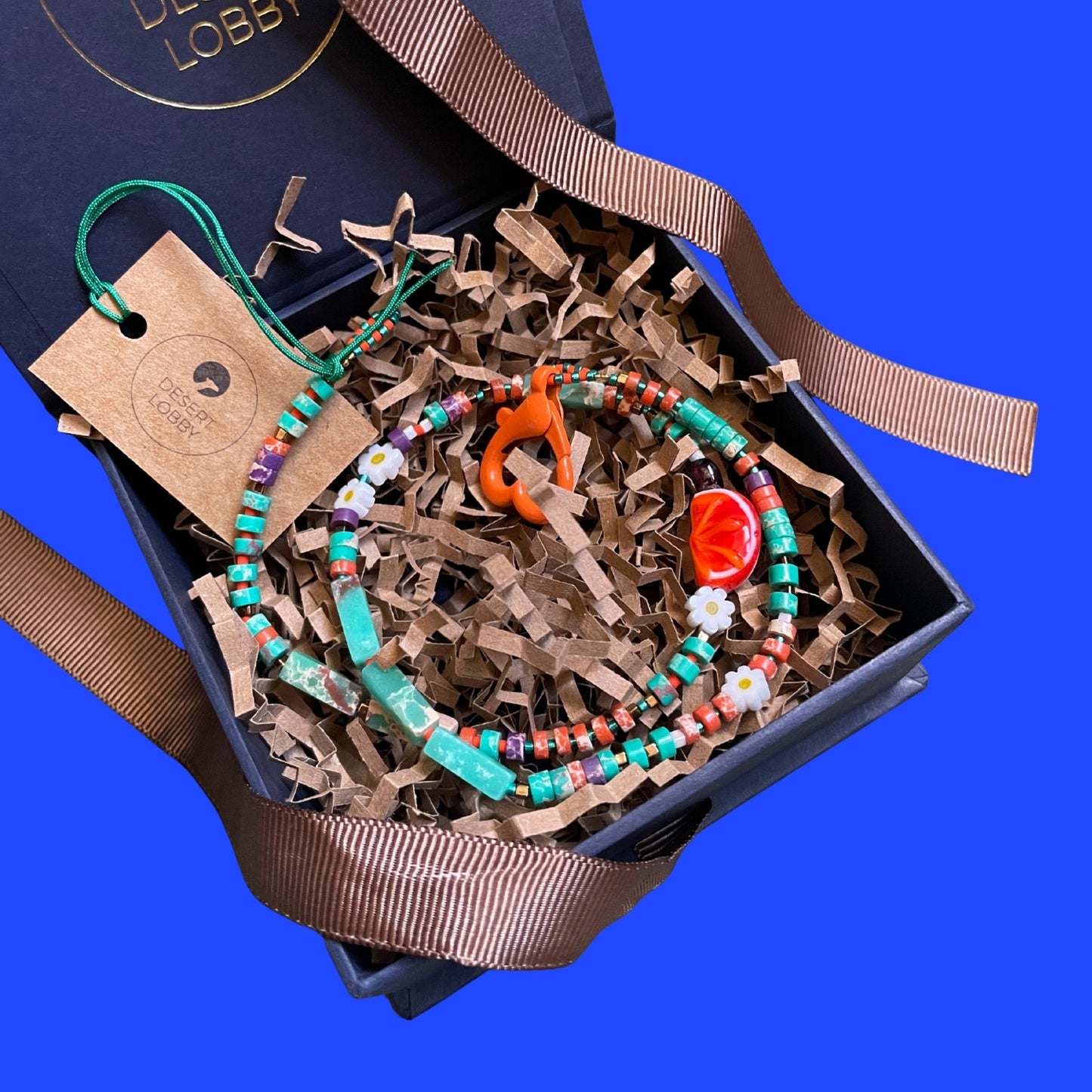 Bodrum | Akdeniz Temalı Mandalina Figürlü Doğaltaş Kolye