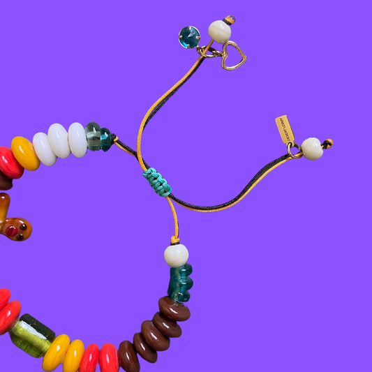 Gluten Man | Adjustable Glass Bracelet with Gingerbread Man Figurine