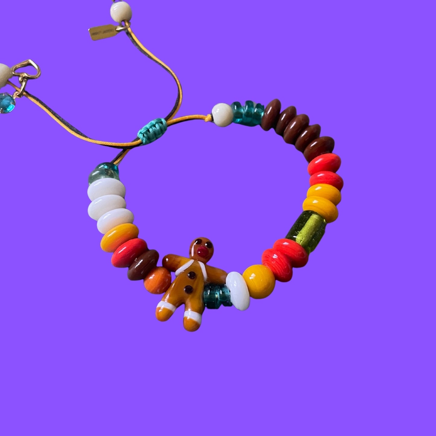 Gluten Man | Adjustable Glass Bracelet with Gingerbread Man Figurine