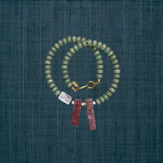 Alexandros & Hephaestion | Love-Inspired Aventurine, Garnet and Quartz Gemstone Necklace