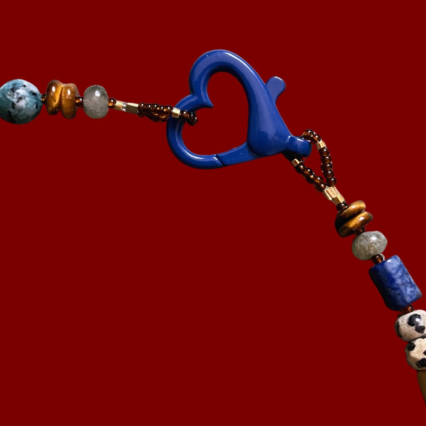 Jane | Tukan Kuşu Figürlü Lapis Lazuli ve Labradorit Doğaltaş Kolye