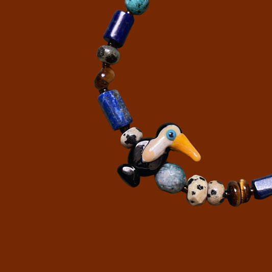 Jane | Tukan Kuşu Figürlü Boyu Ayarlanabilir Doğaltaş Bileklik