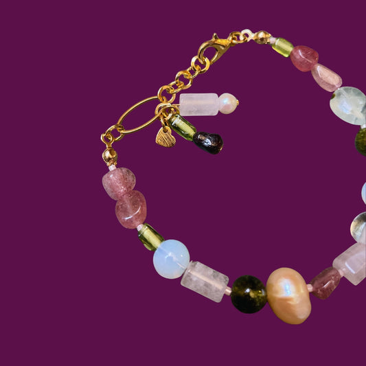 Mon Ami | İnci ve Doğaltaş Boncuklu Pastel Bileklik