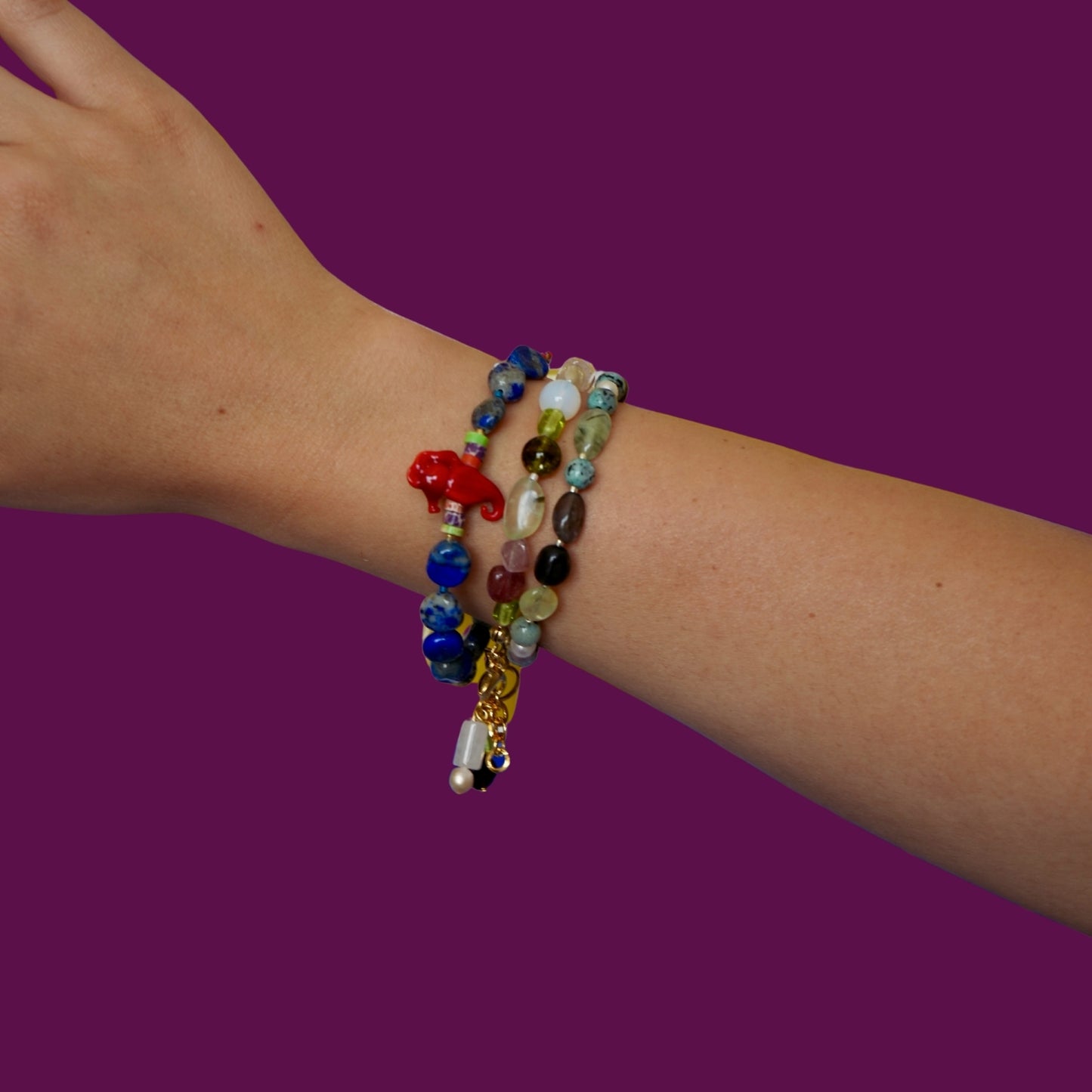 Mon Ami | İnci ve Doğaltaş Boncuklu Pastel Bileklik