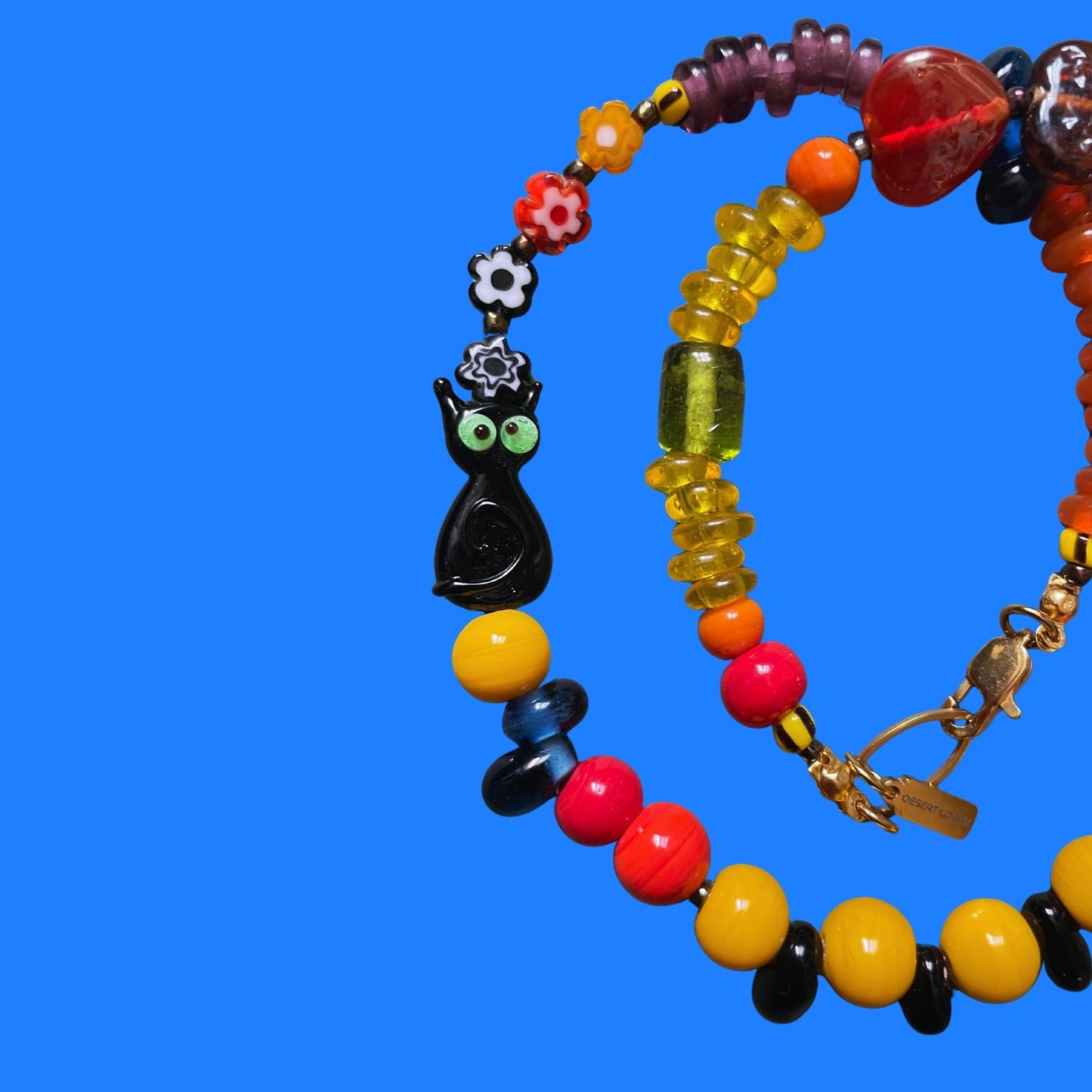 Paspas | Kara Kedi Figürlü Eğlenceli Cam Kolye