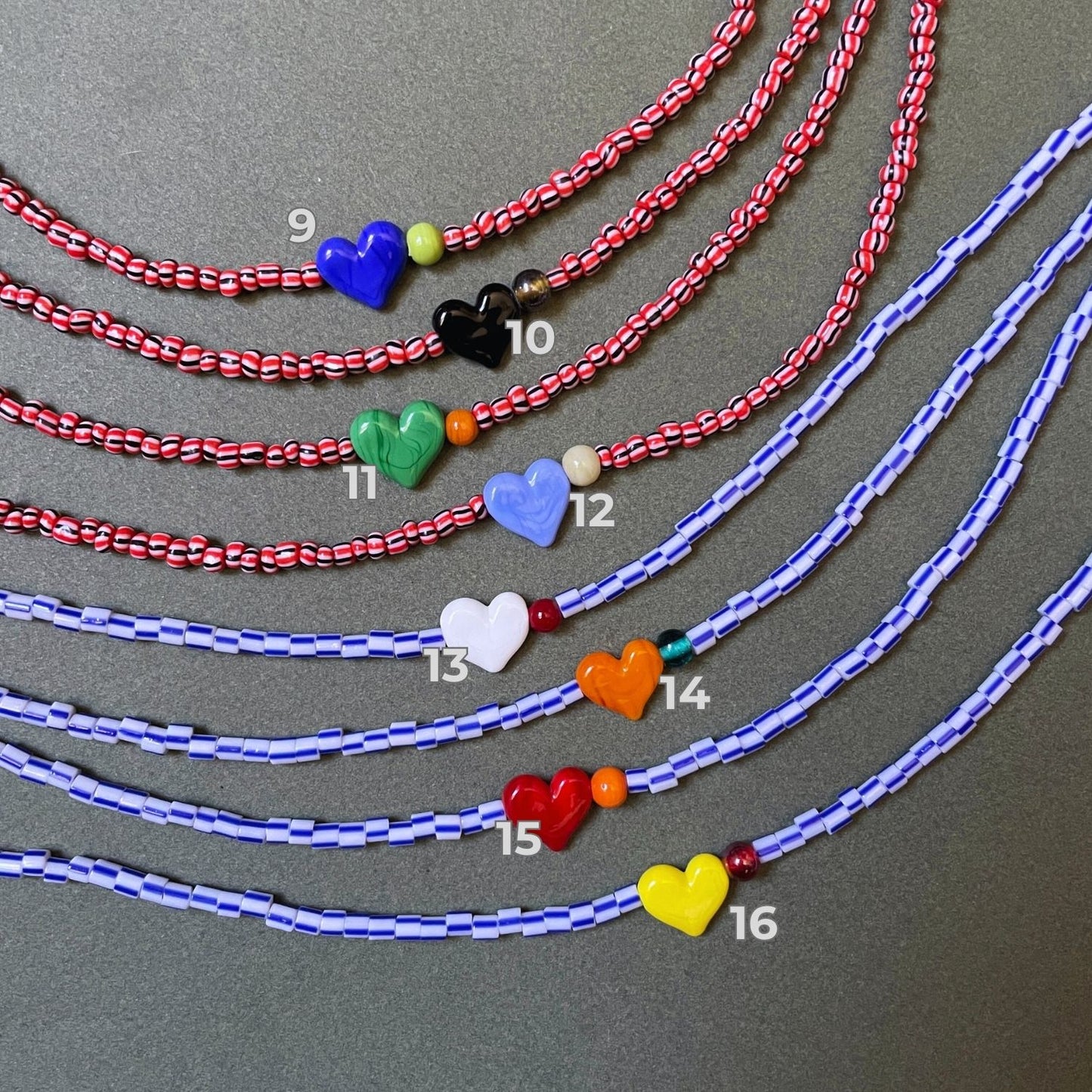 Small Talk | Murano Heart Figured Striped Glass Necklace