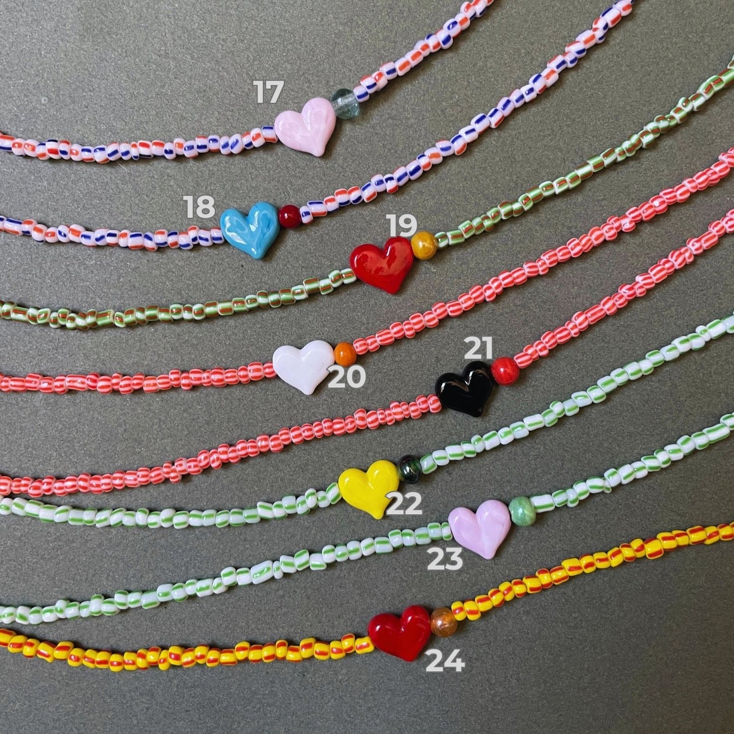 Small Talk | Murano Heart Figured Striped Glass Necklace