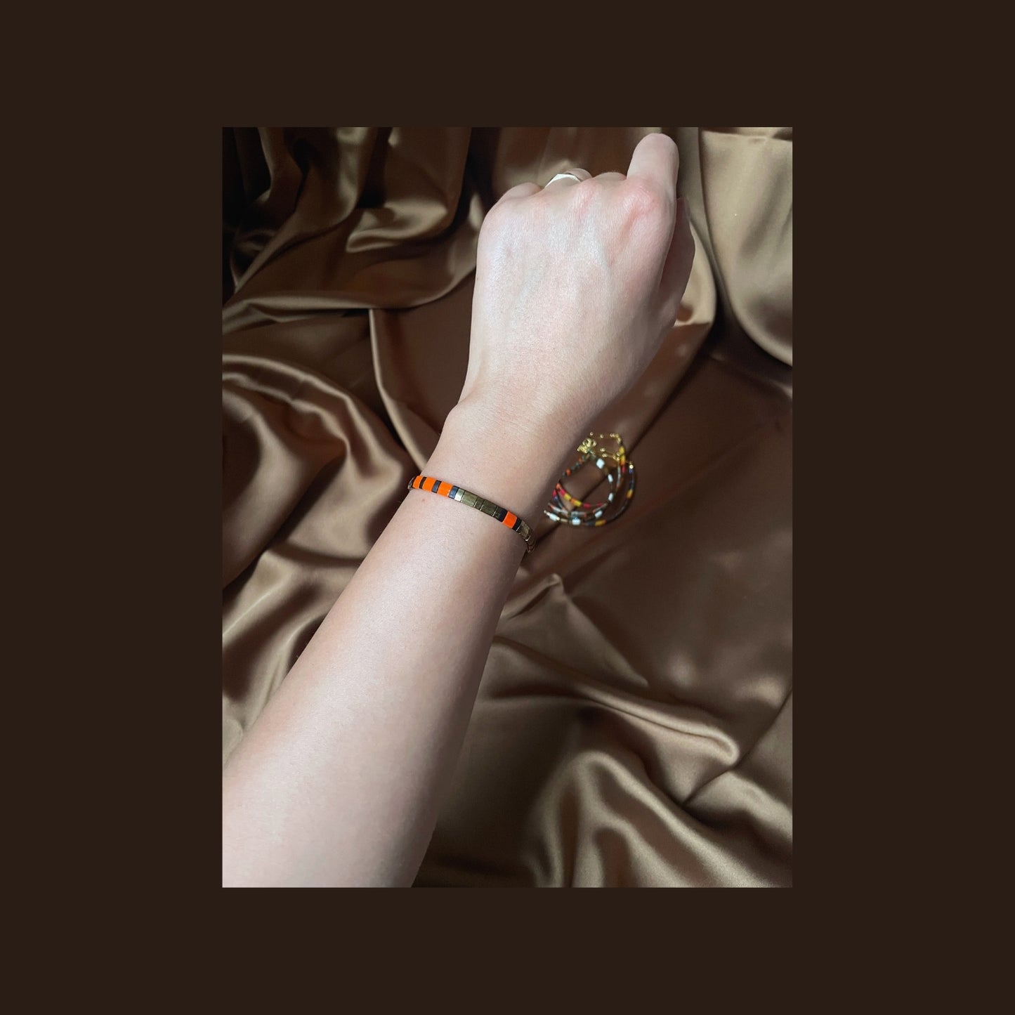 Tutankhamun | Ancient Egypt-Themed Bronze Miyuki Tila Beaded Bracelet