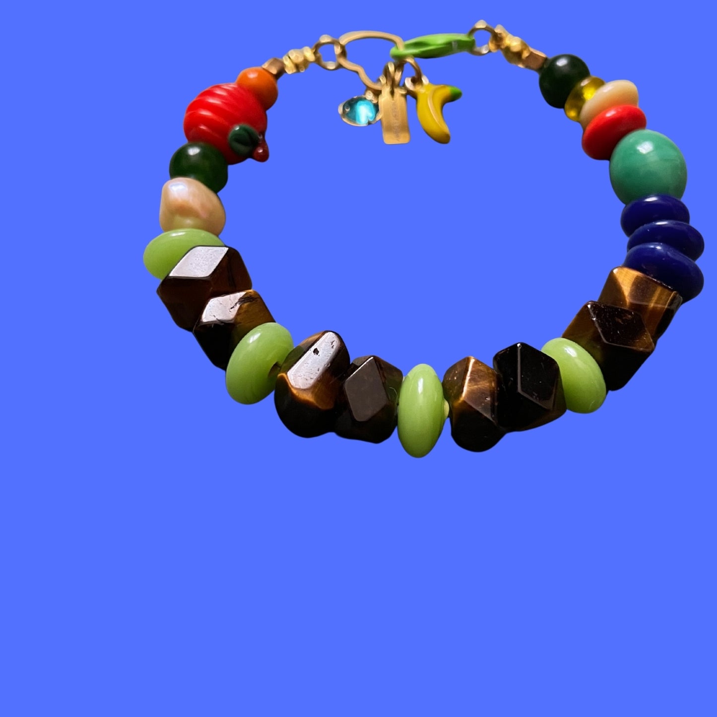 Vitamin C | Balkabağı ve Muz Figürlü Kaplangözü Boncuklu Bol Bileklik