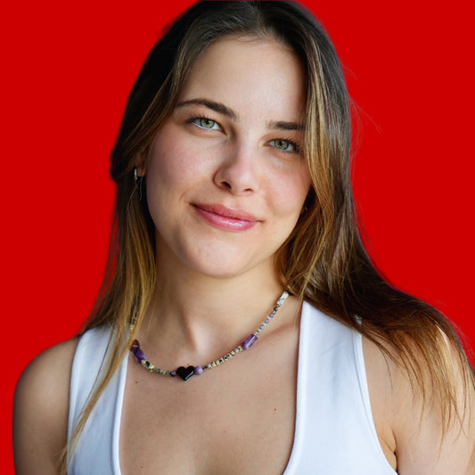 Voodoo | Glass Beaded Gemstone Necklace with Amethyst and Jasper