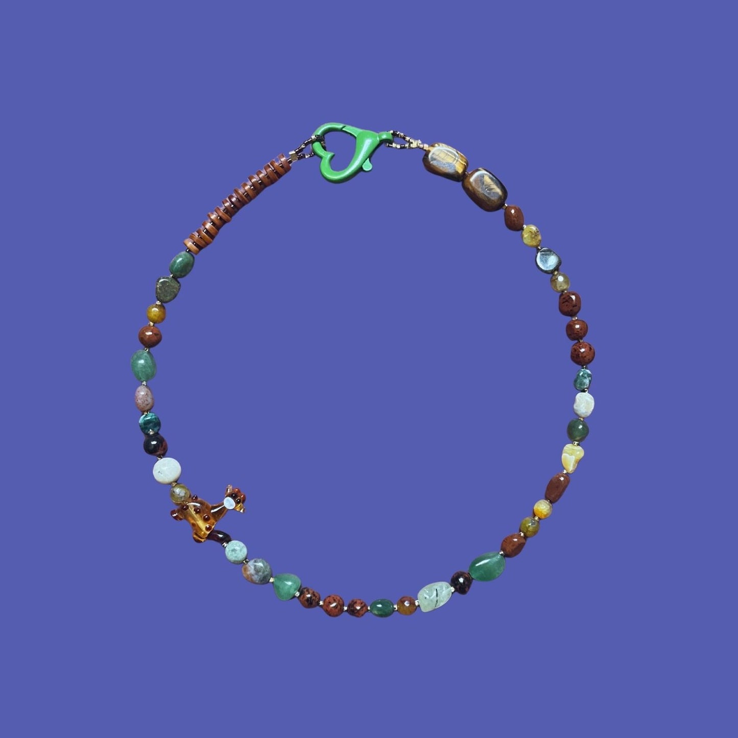 Giraffe | Glass Beaded Gemstone Necklace with Giraffe Figure