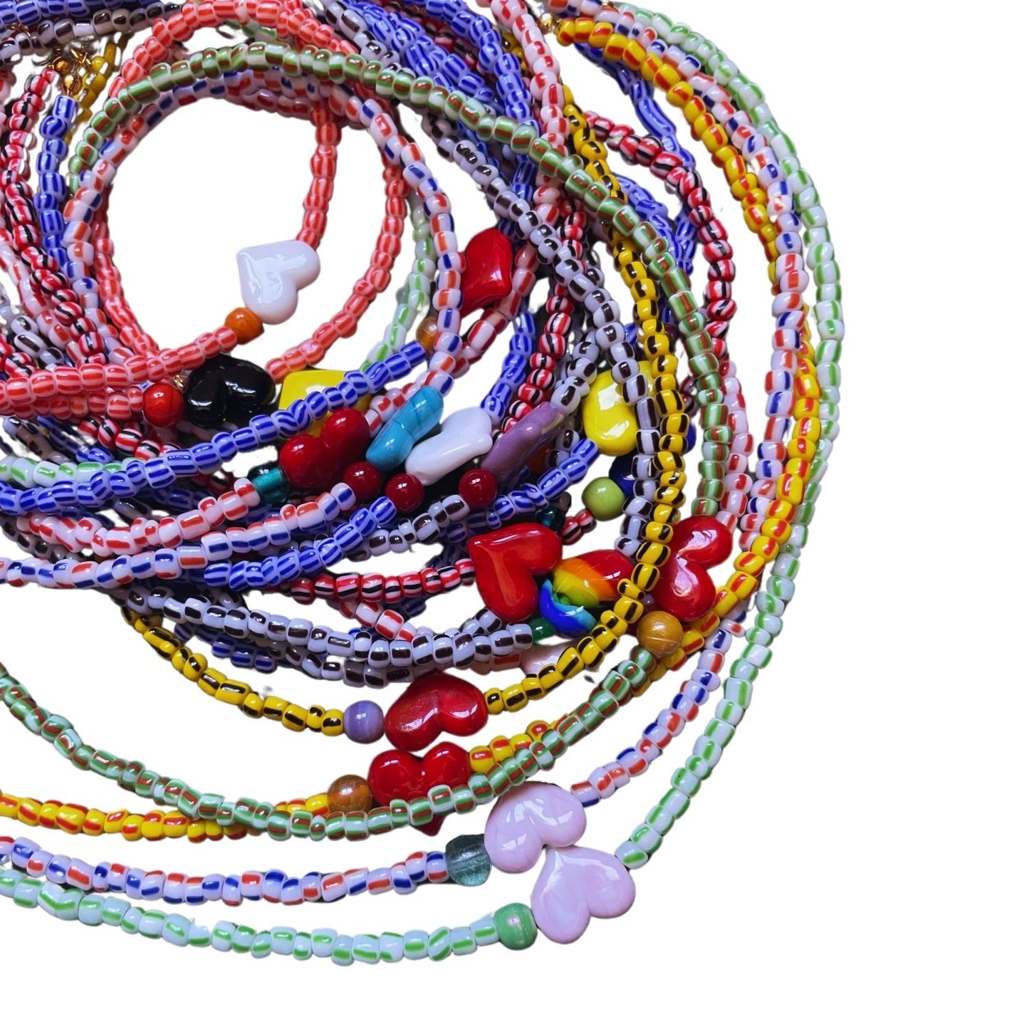 Small Talk | Murano Heart Figured Striped Glass Necklace