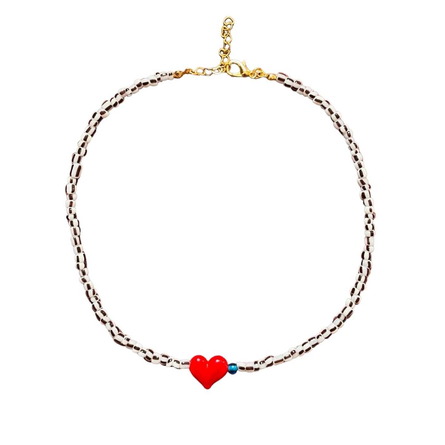 Small Talk | Murano Heart Figured Striped Glass Necklace