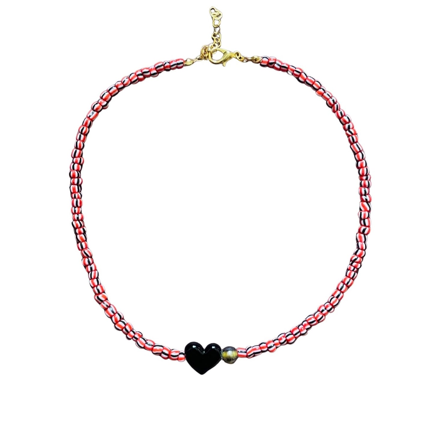 Small Talk | Murano Heart Figured Striped Glass Necklace