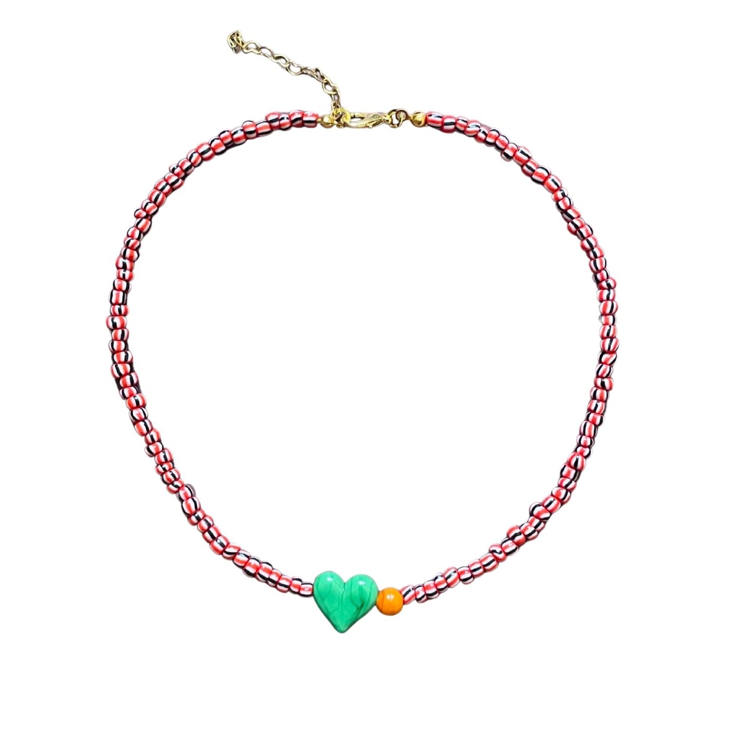 Small Talk | Murano Heart Figured Striped Glass Necklace