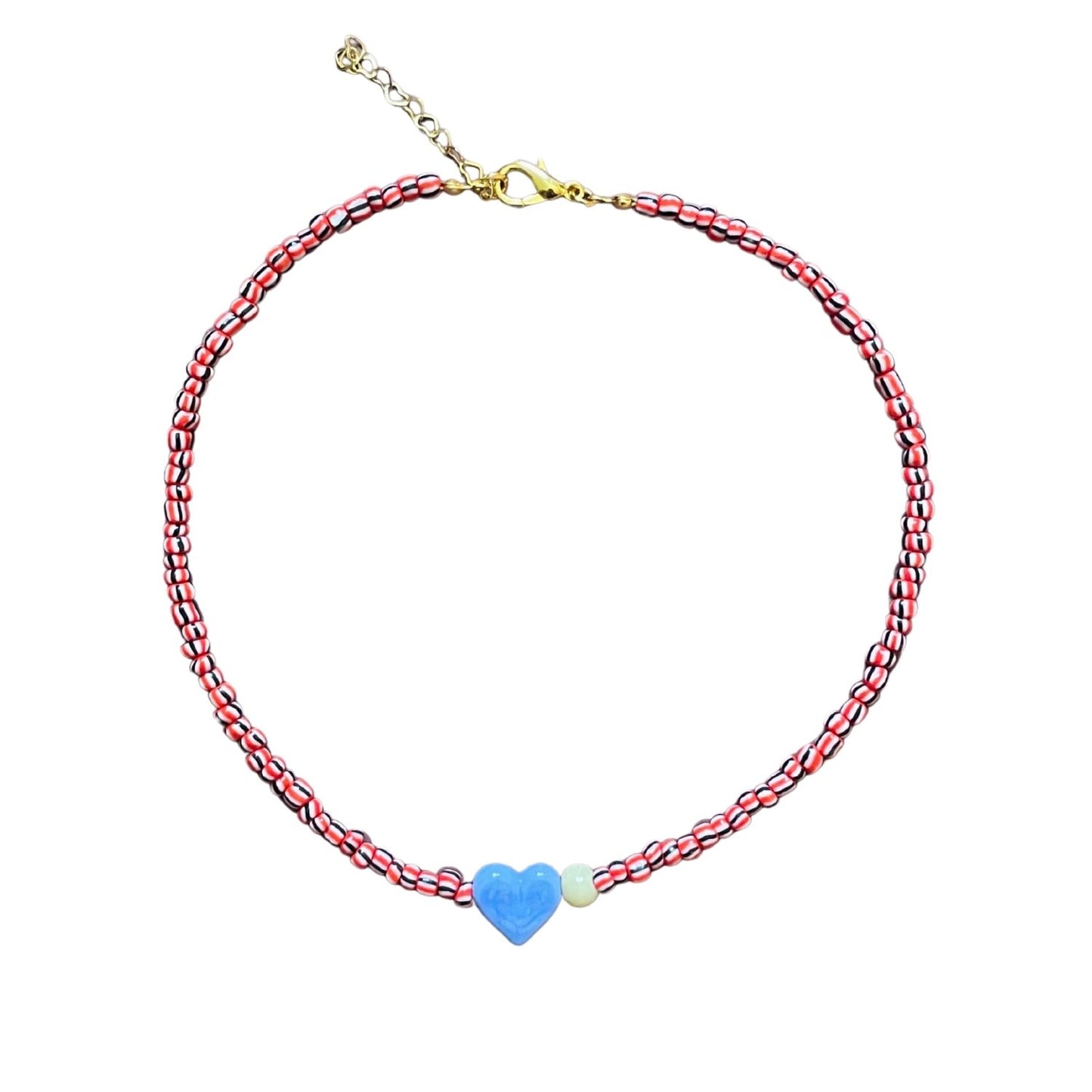 Small Talk | Murano Heart Figured Striped Glass Necklace