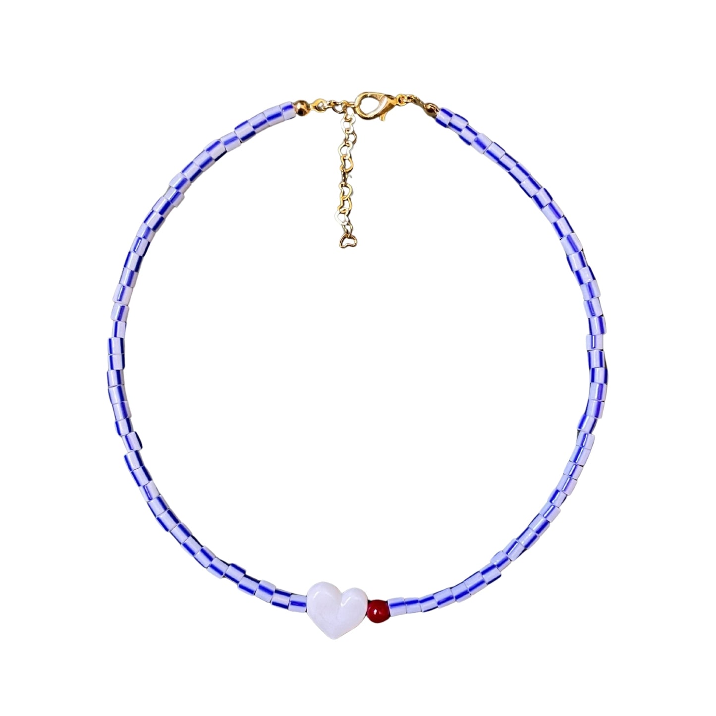 Small Talk | Murano Heart Figured Striped Glass Necklace
