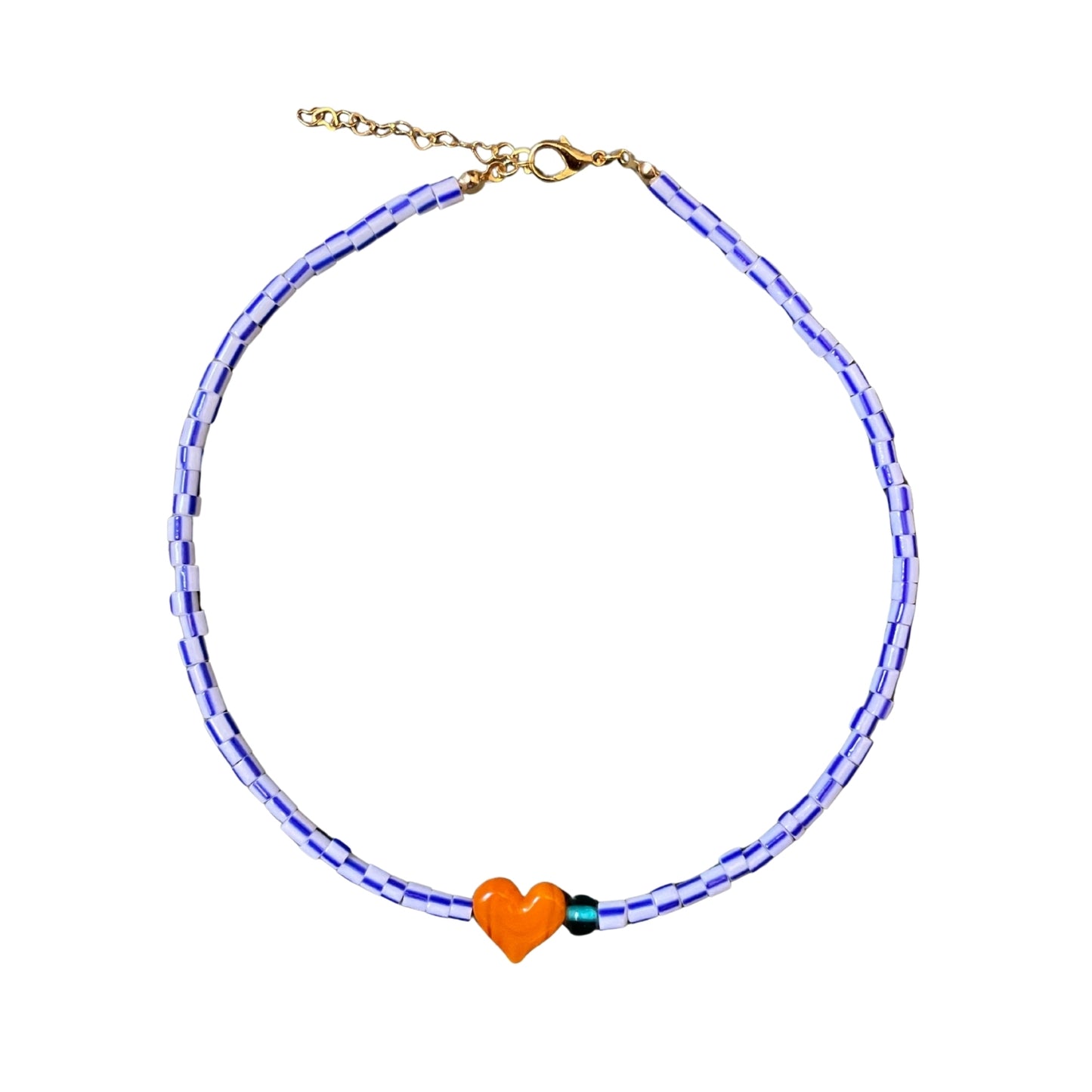 Small Talk | Murano Heart Figured Striped Glass Necklace