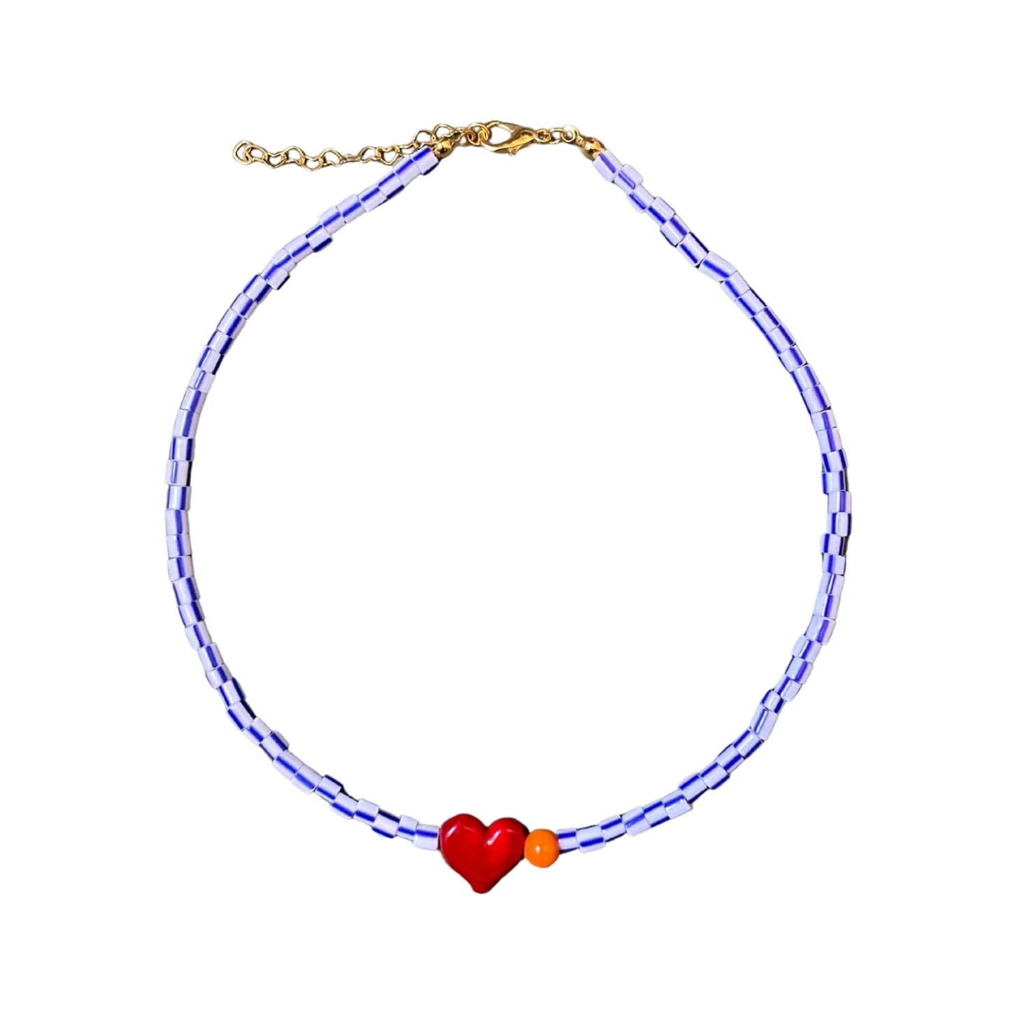Small Talk | Murano Heart Figured Striped Glass Necklace