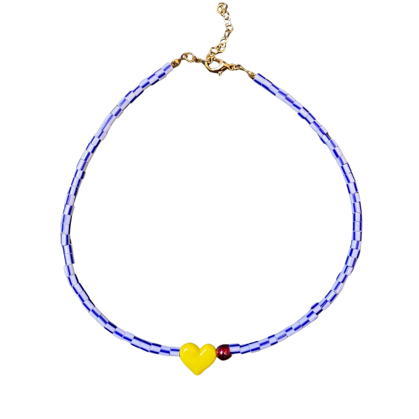 Small Talk | Murano Heart Figured Striped Glass Necklace