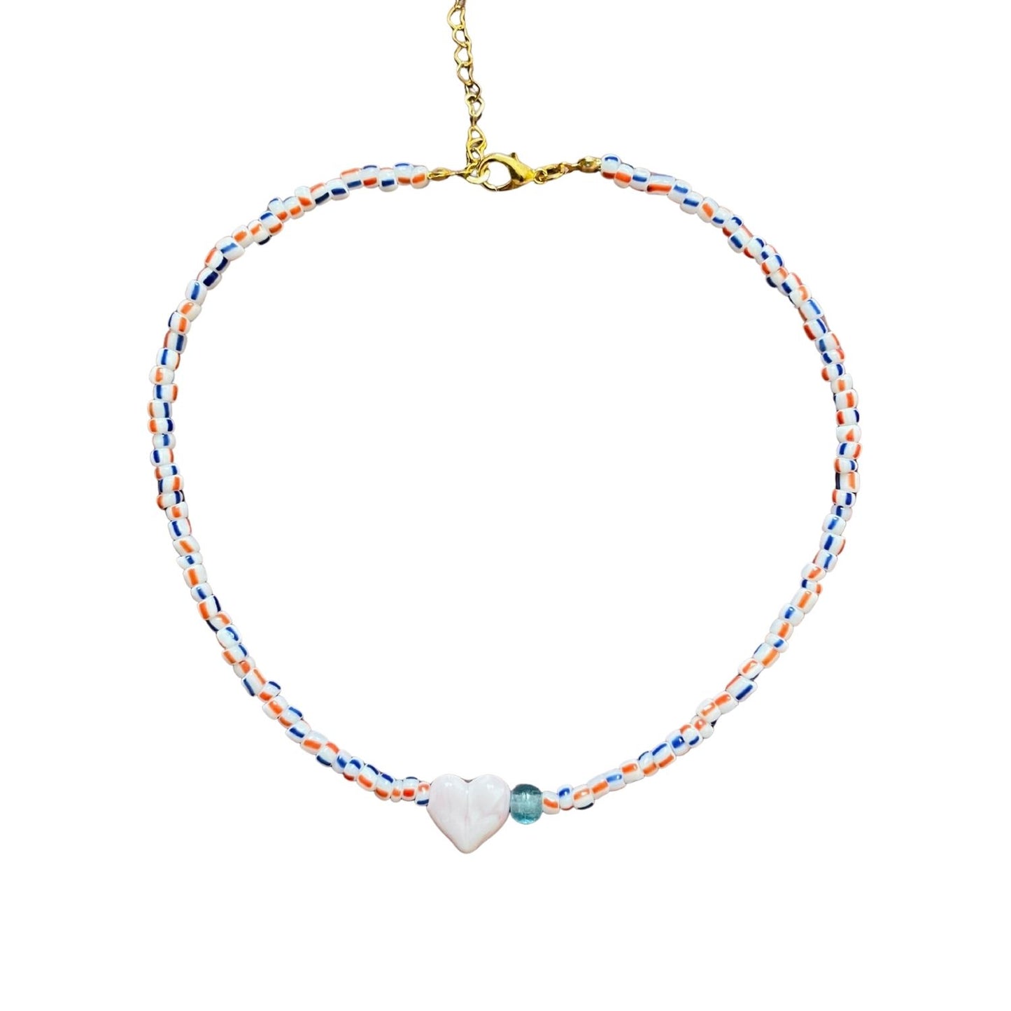 Small Talk | Murano Heart Figured Striped Glass Necklace