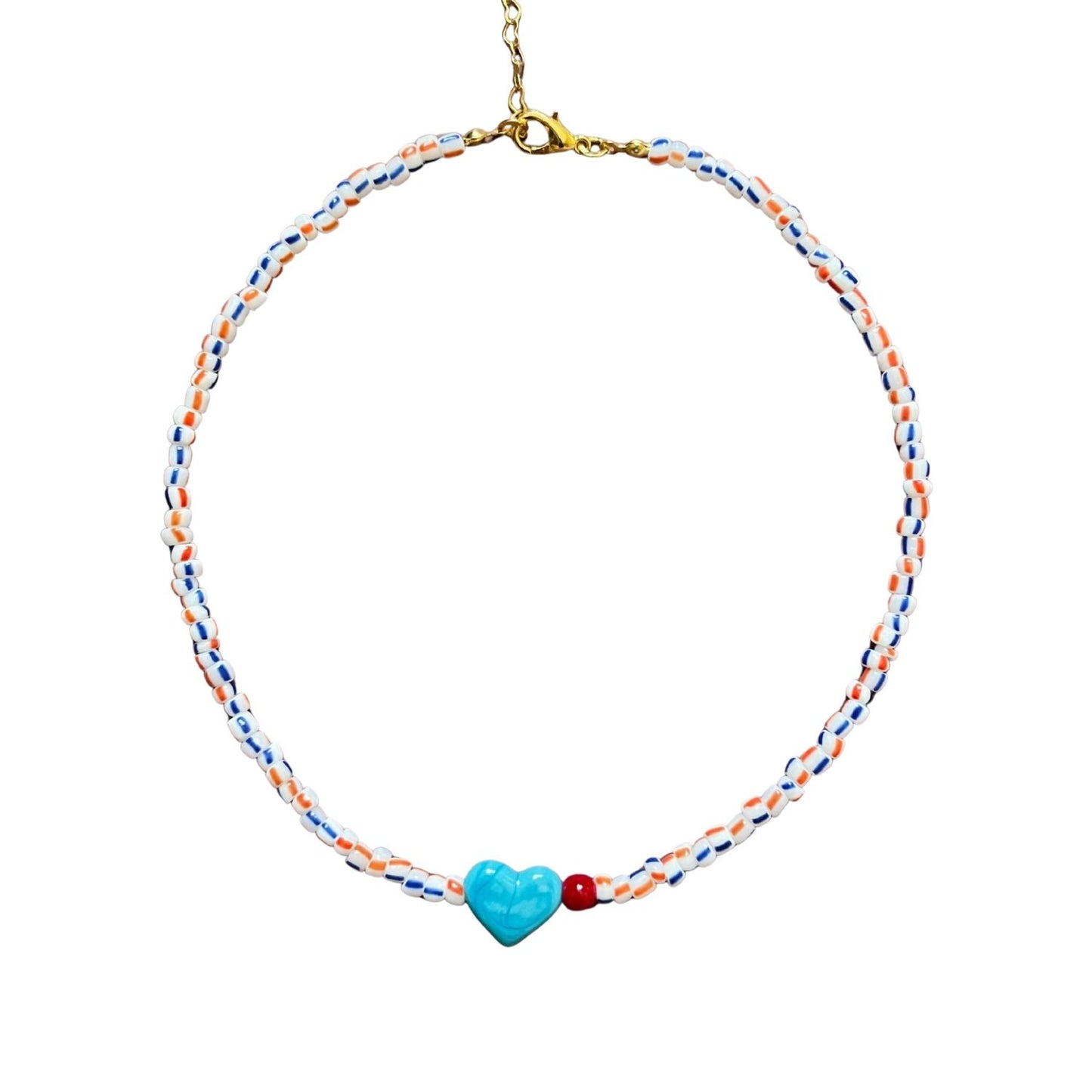 Small Talk | Murano Heart Figured Striped Glass Necklace