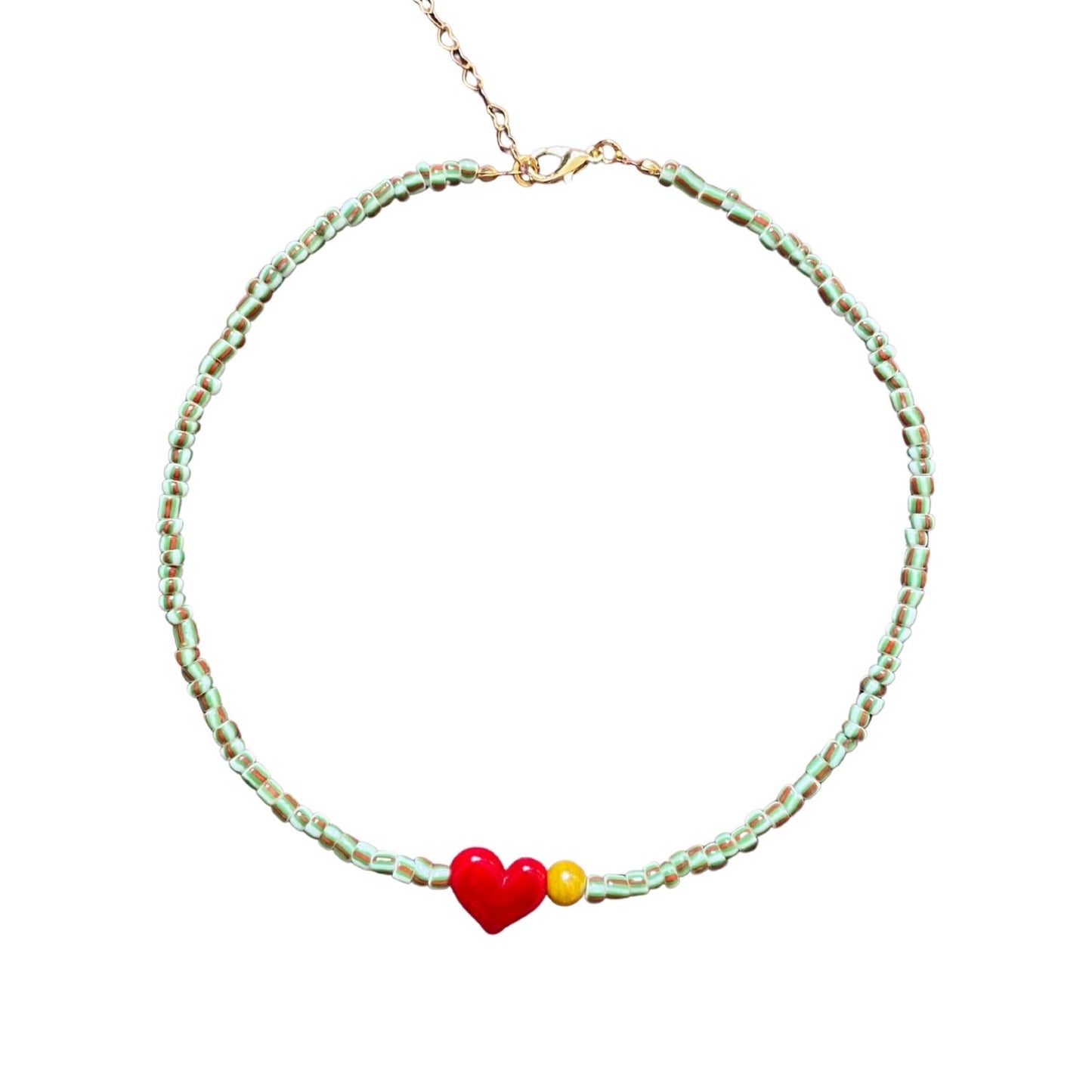 Small Talk | Murano Heart Figured Striped Glass Necklace