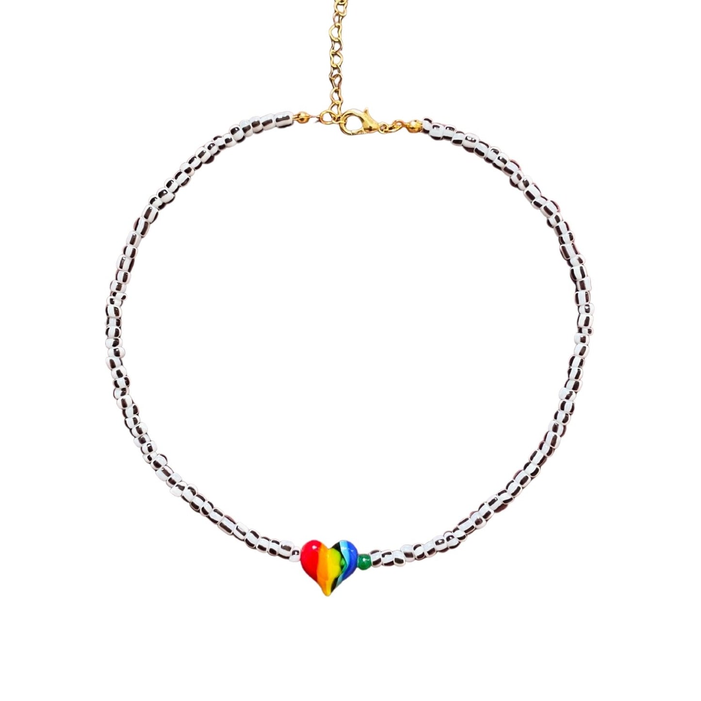 Small Talk | Murano Heart Figured Striped Glass Necklace