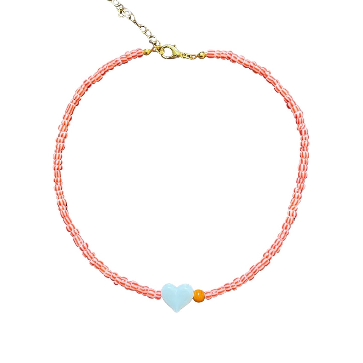 Small Talk | Murano Heart Figured Striped Glass Necklace