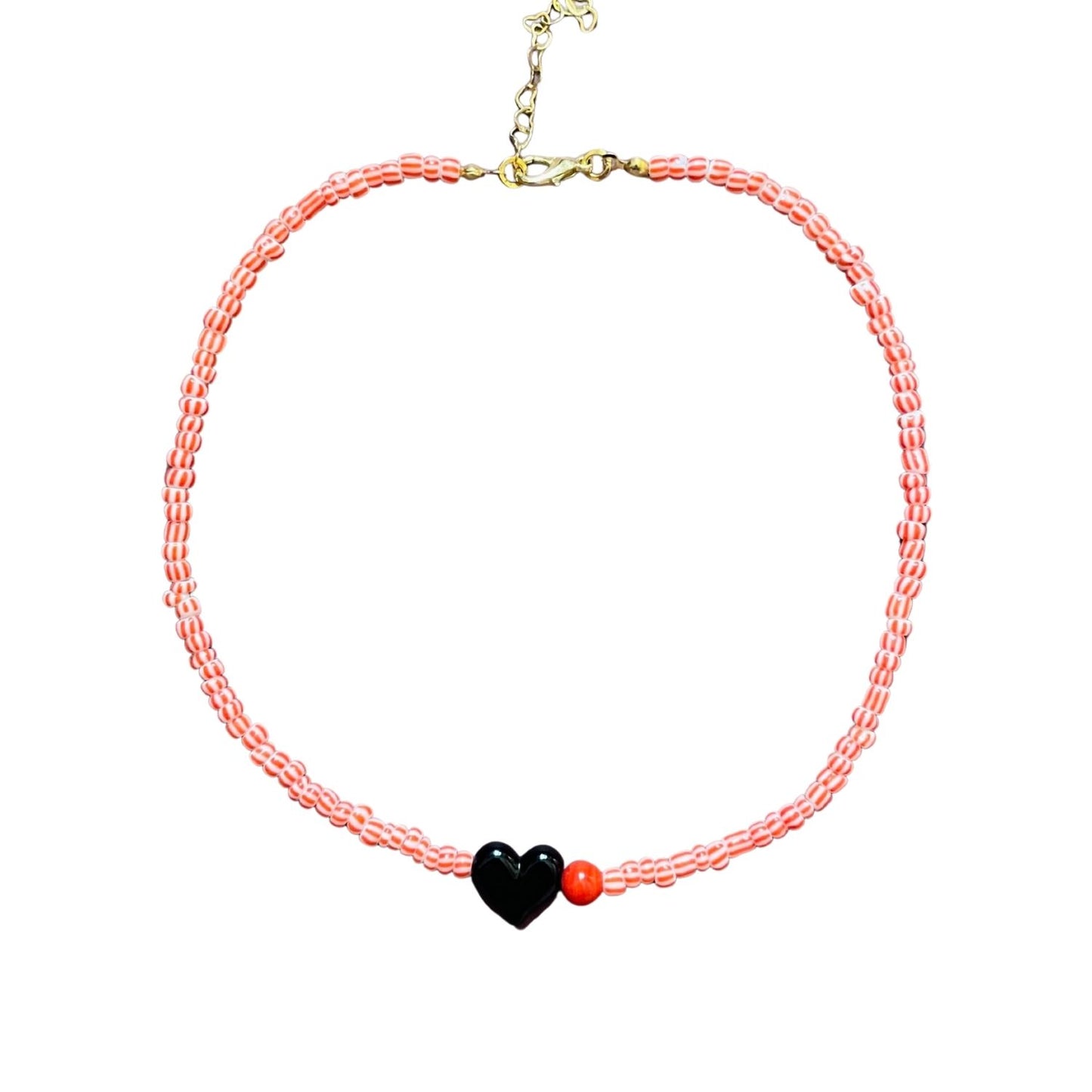 Small Talk | Murano Heart Figured Striped Glass Necklace
