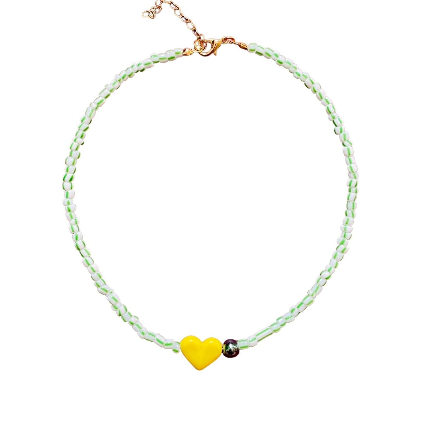 Small Talk | Murano Heart Figured Striped Glass Necklace