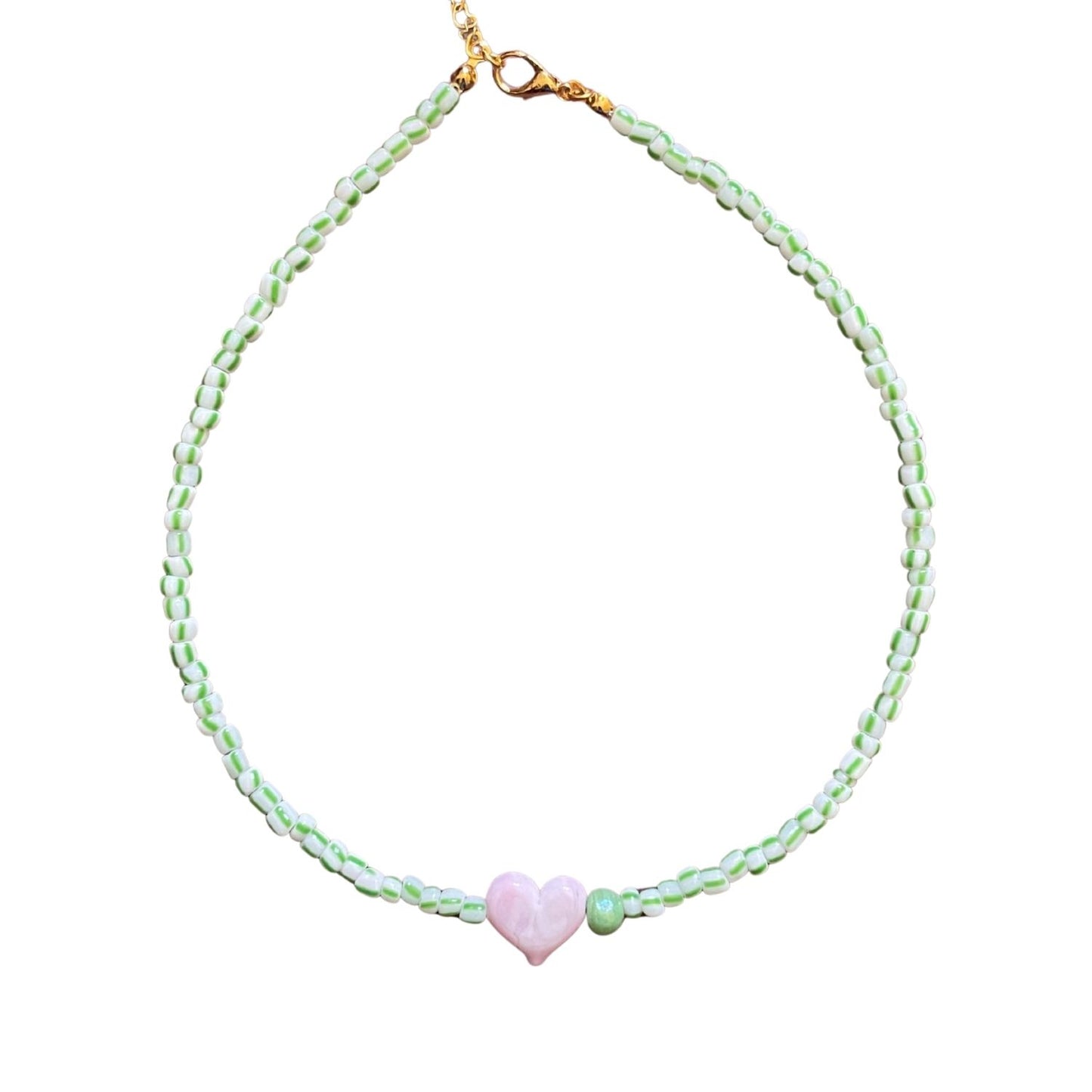 Small Talk | Murano Heart Figured Striped Glass Necklace