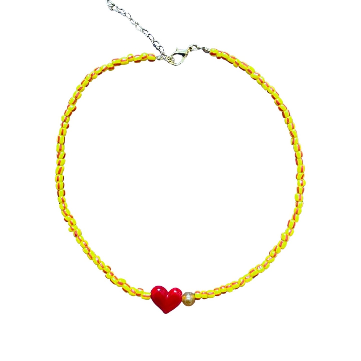 Small Talk | Murano Heart Figured Striped Glass Necklace