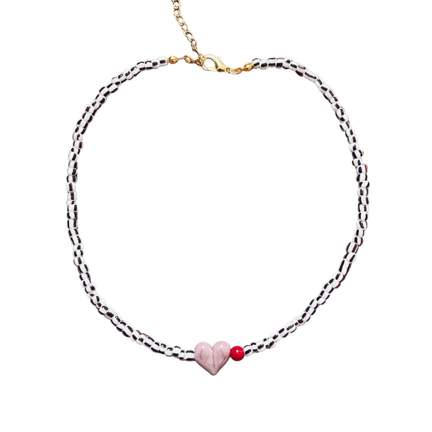 Small Talk | Murano Heart Figured Striped Glass Necklace