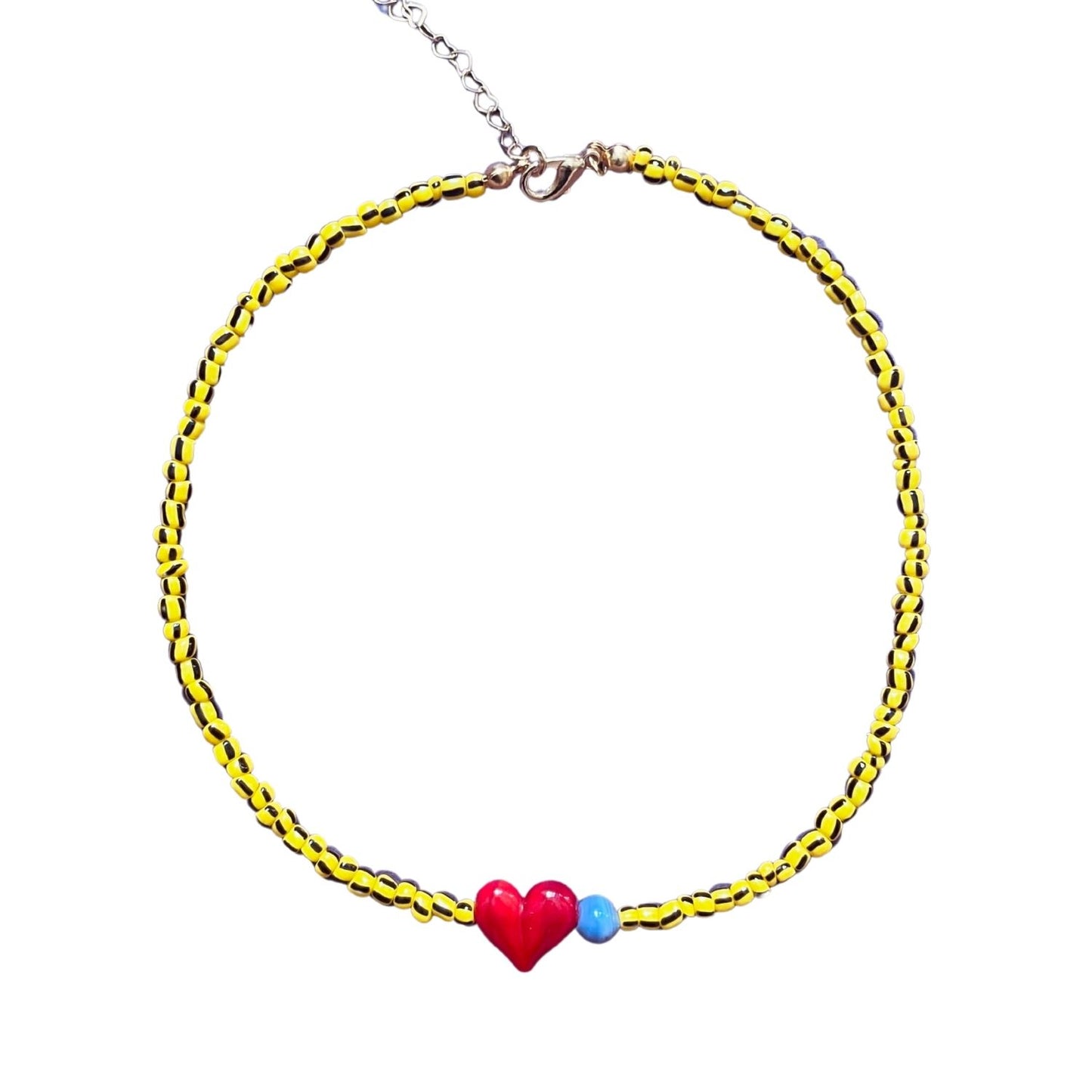 Small Talk | Murano Heart Figured Striped Glass Necklace