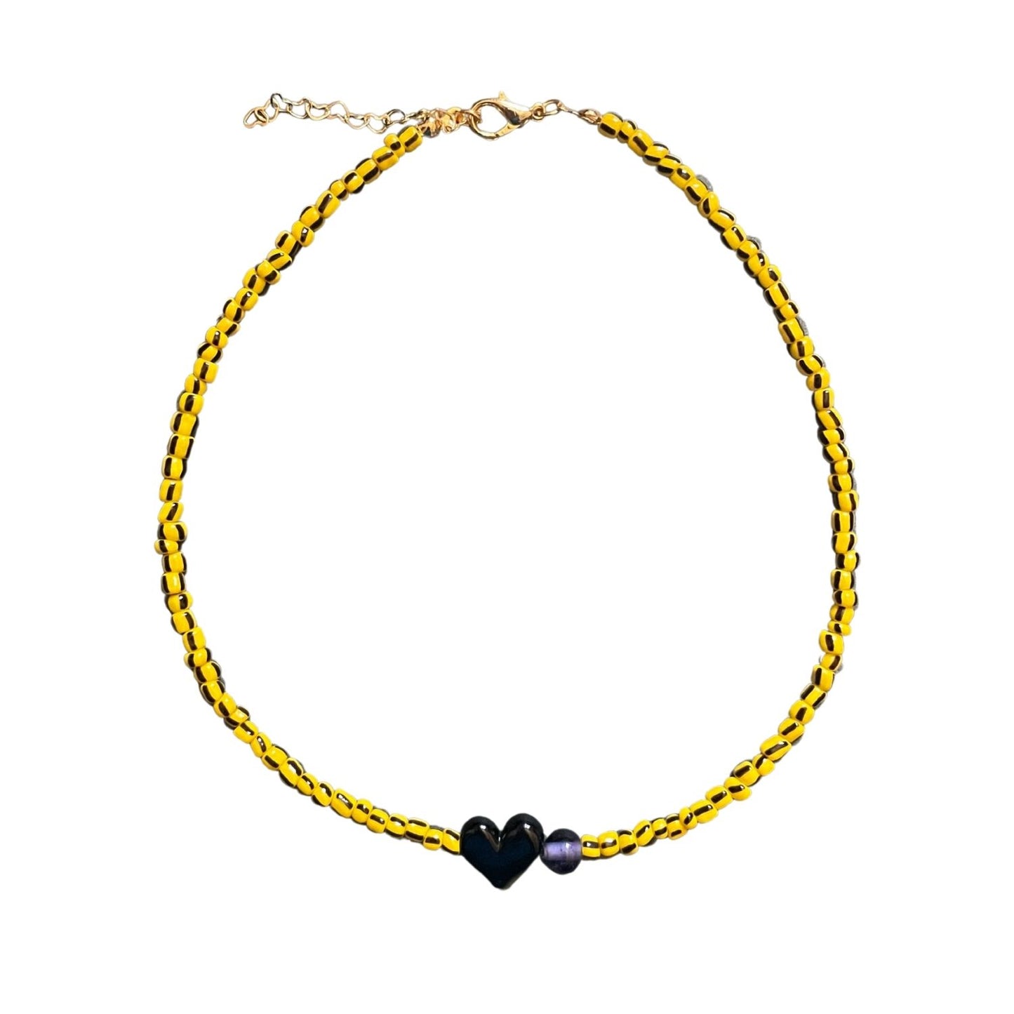 Small Talk | Murano Heart Figured Striped Glass Necklace