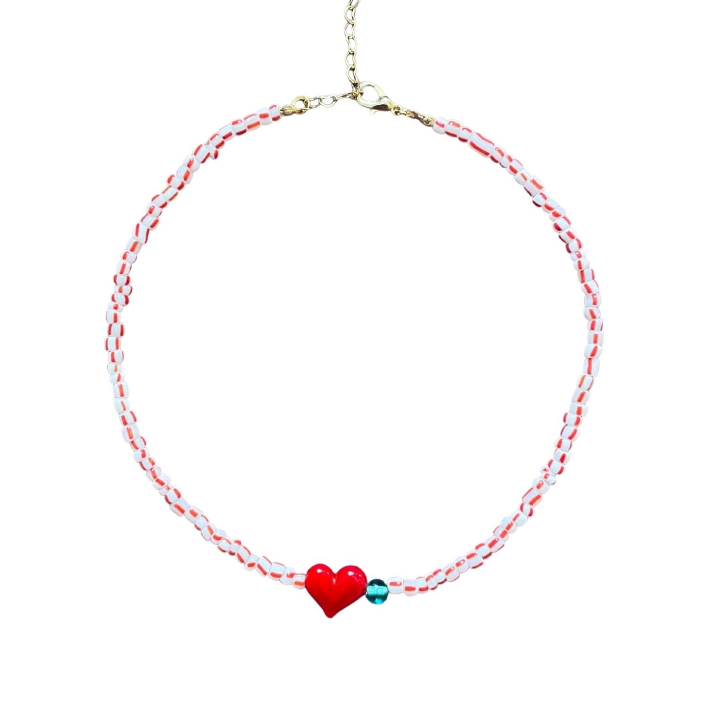 Small Talk | Murano Heart Figured Striped Glass Necklace