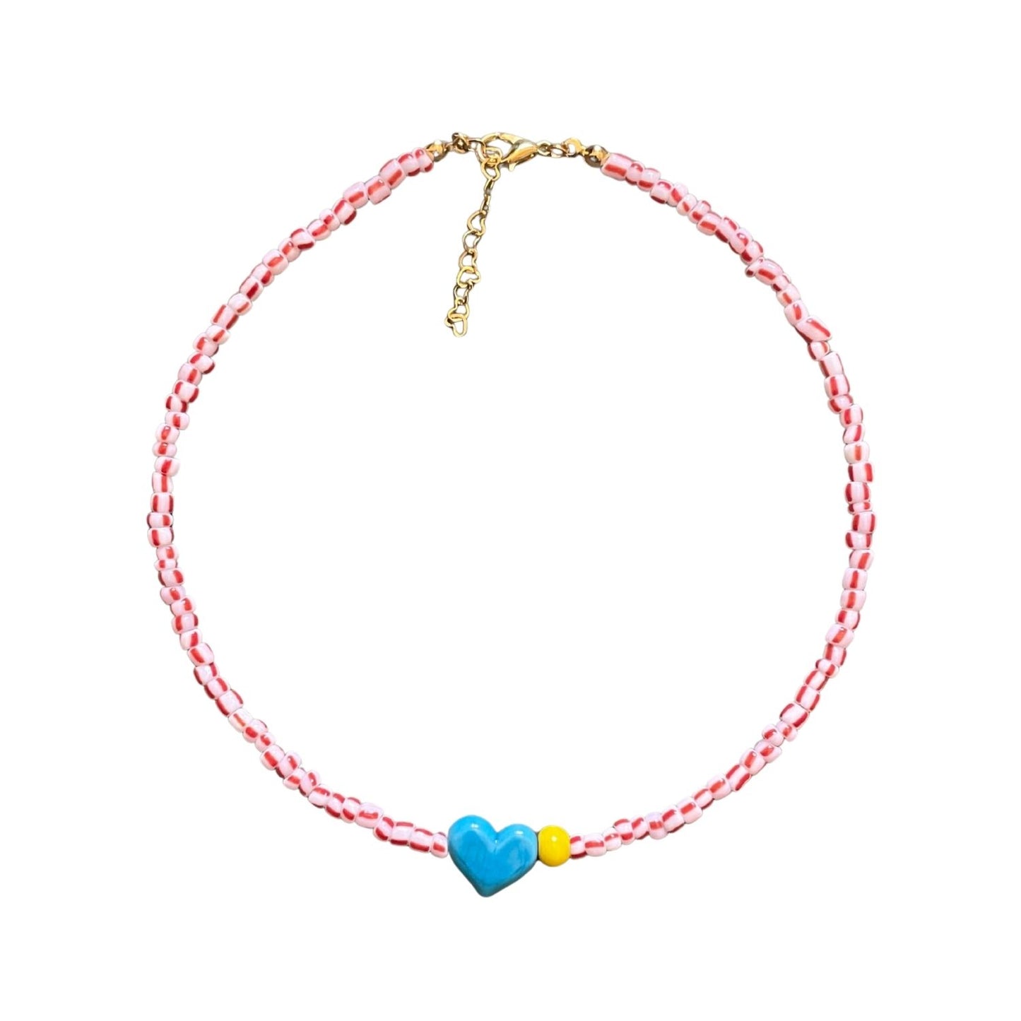Small Talk | Murano Heart Figured Striped Glass Necklace
