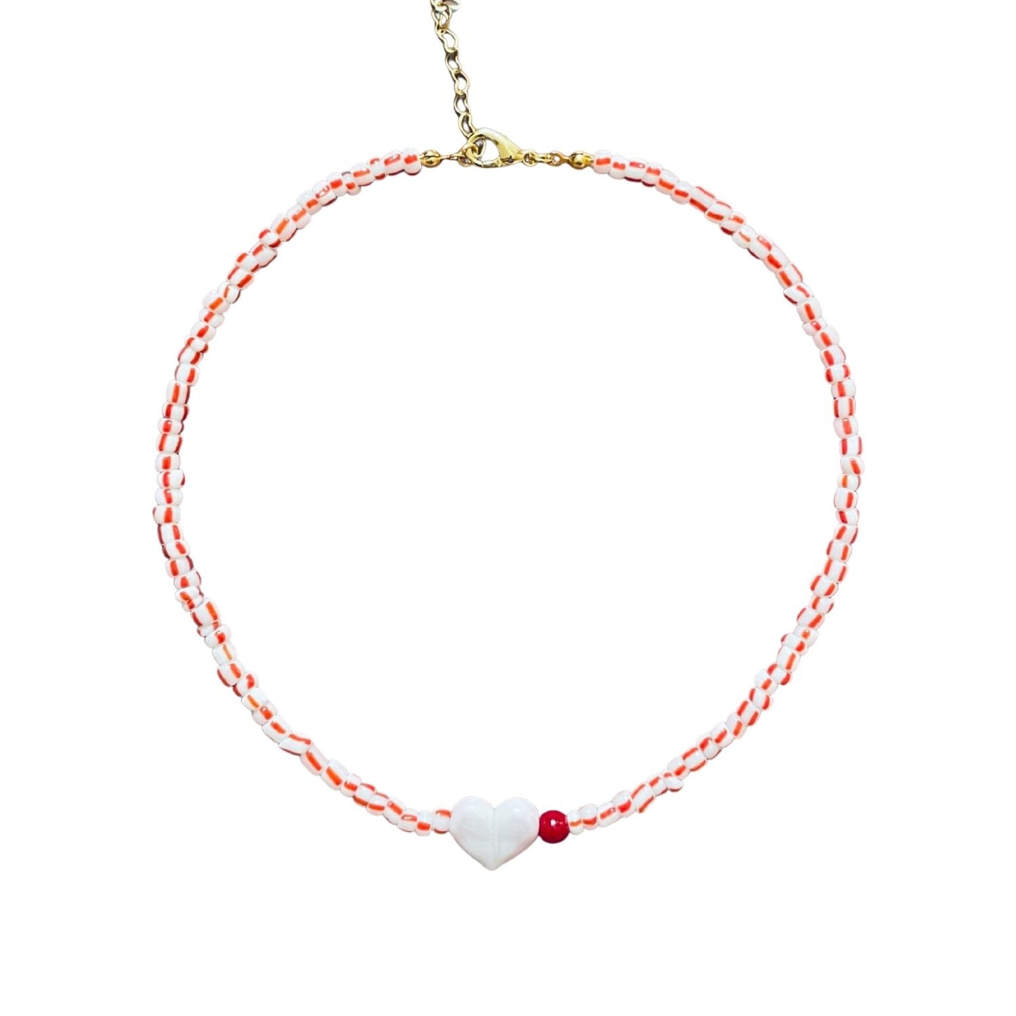 Small Talk | Murano Heart Figured Striped Glass Necklace