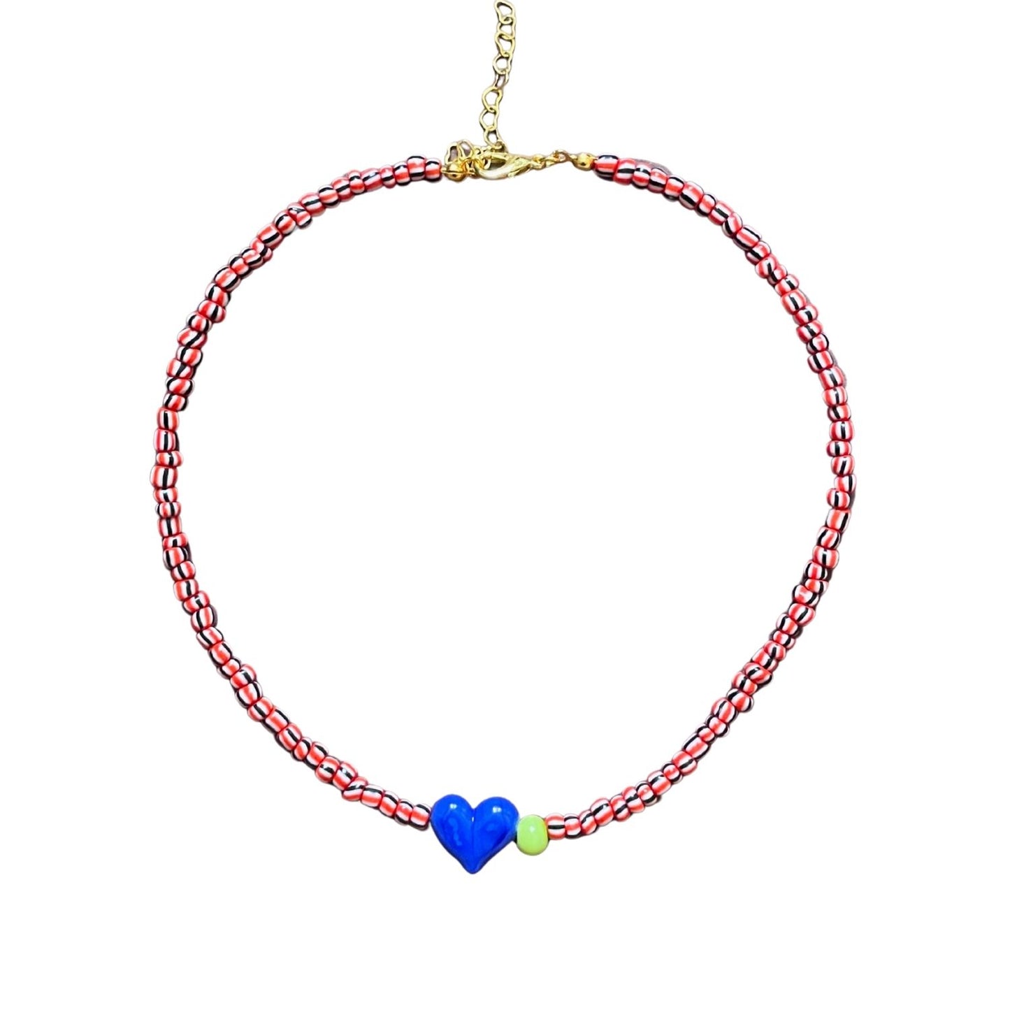 Small Talk | Murano Heart Figured Striped Glass Necklace