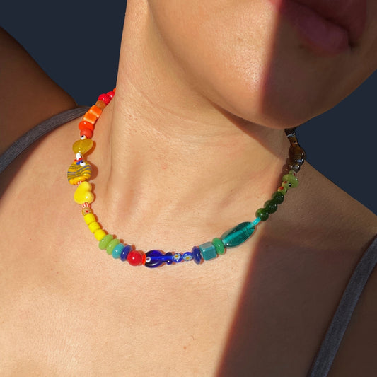 Big Fish Little Fish | Colorful Glass Necklace with Murano Fish Bead