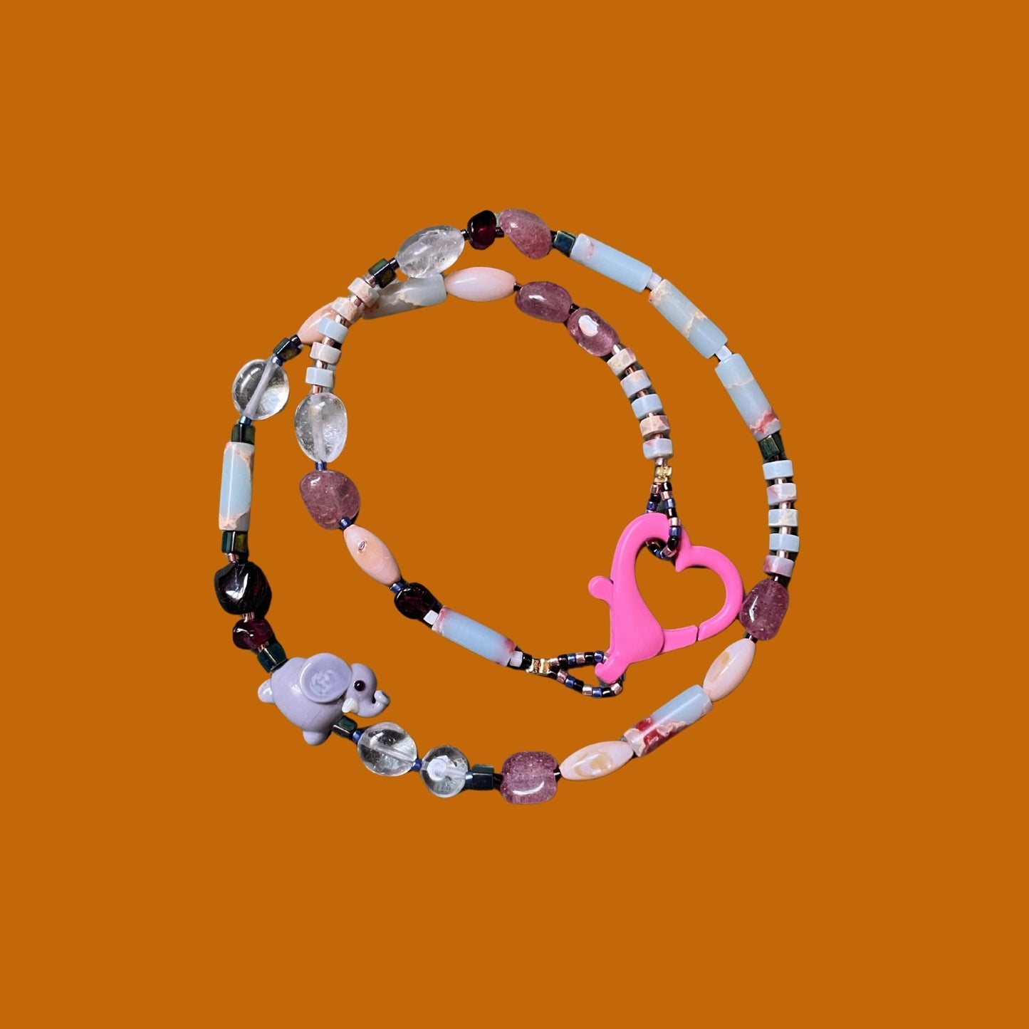 Baby Elephant | Fil Figürlü Doğaltaş Kolye