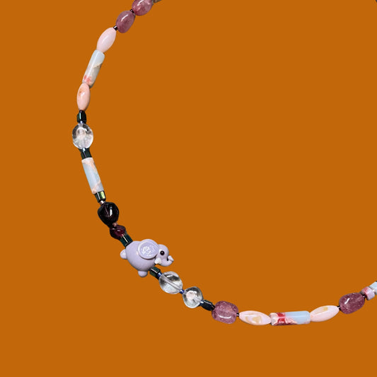 Baby Elephant | Gemstone Necklace with Elephant Figure