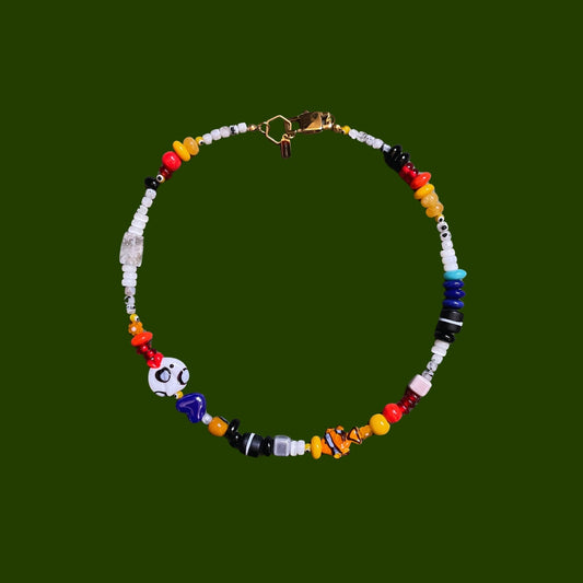 Big Fish Little Fish 3 | Colorful Glass & Moonstone Necklace with Murano Fish Bead