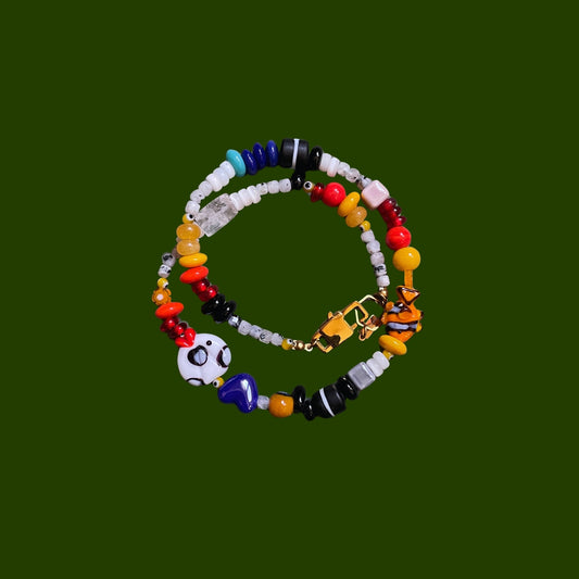 Big Fish Little Fish 3 | Colorful Glass & Moonstone Necklace with Murano Fish Bead