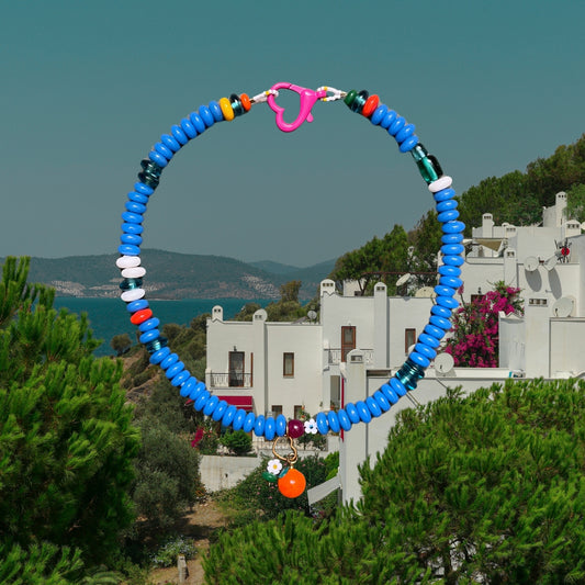 Bodrum | Mediterranean Themed Tangerine Figured Glass Necklace