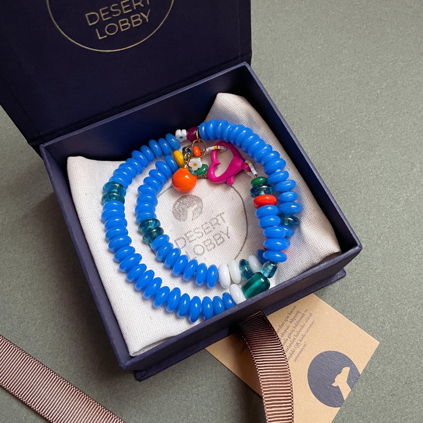 Bodrum | Mediterranean Themed Tangerine Figured Glass Necklace